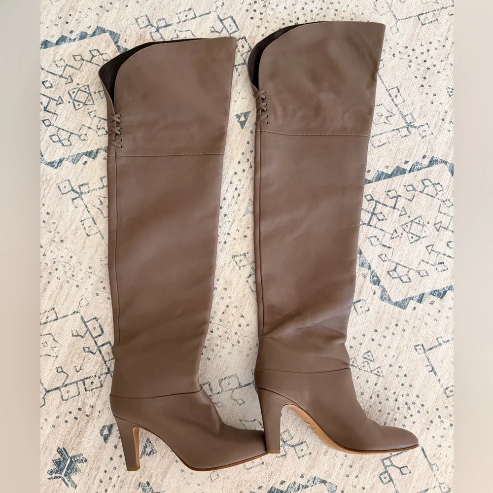 ✨ CHLOE Eve Over-the-knee Leather Boots In Grey $2150